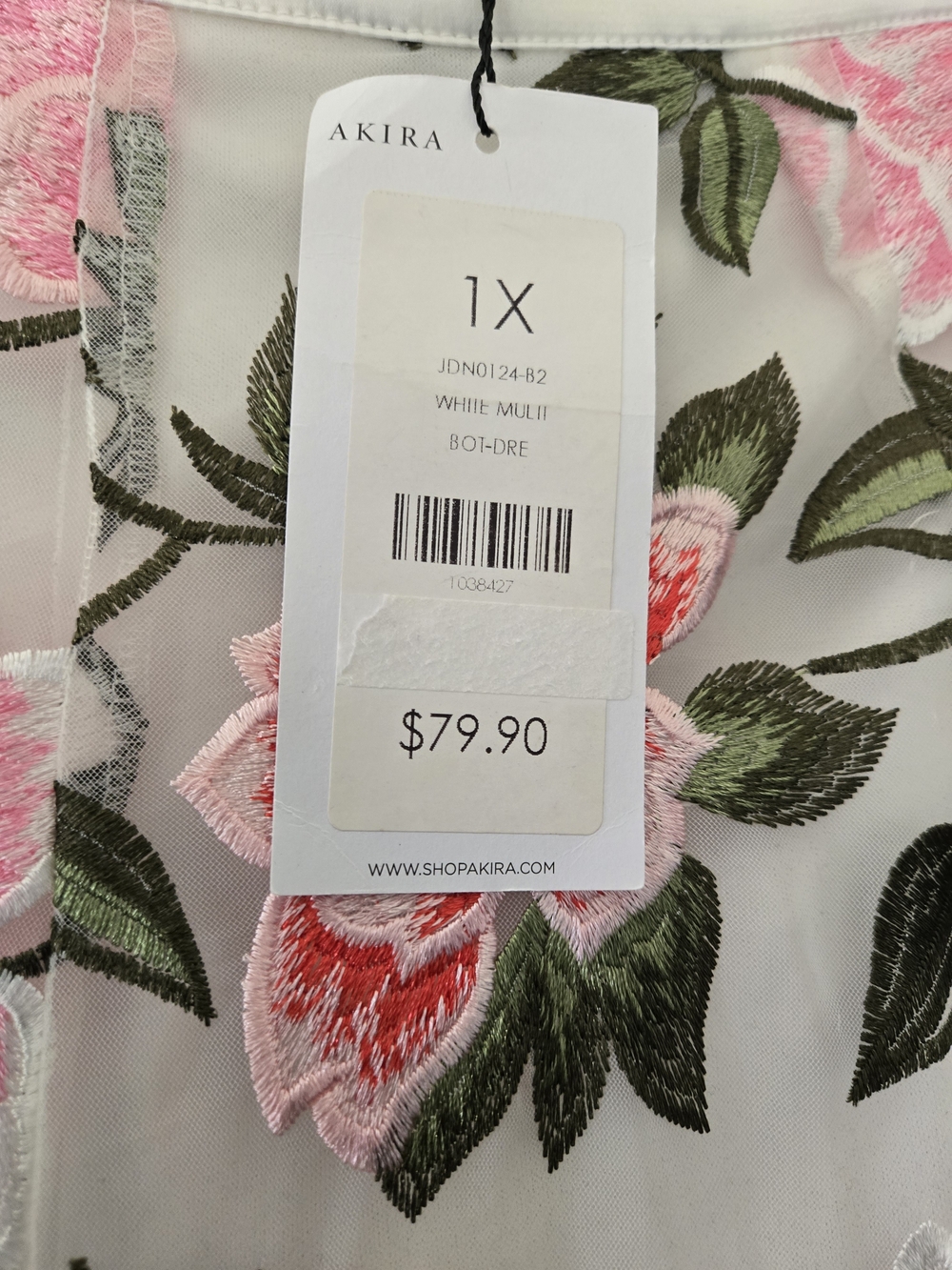 Akira White Multi Floral Embroidered Women’s Pants 1X